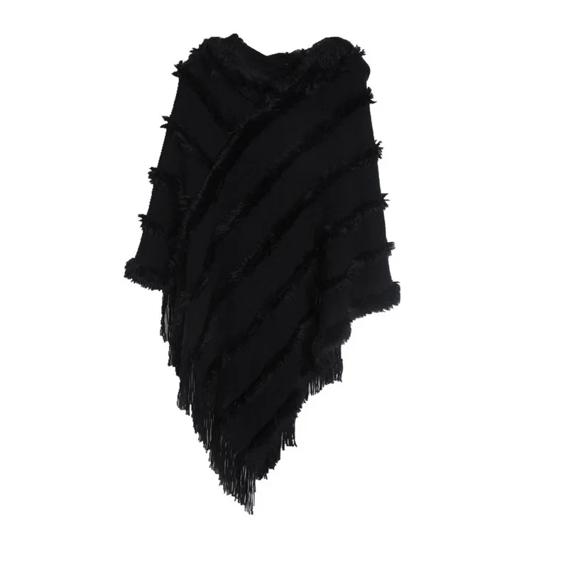 Autumn Winter Women Solid Color Hooded Imitation Sweater Knitted Pullover Fashion Street Poncho Lady Capes Black Cloaks
Autumn Winter Women Solid Color Hooded Imitation Sweater Knitted Pullover Fashion Street Poncho Lady Capes Black Cloaks