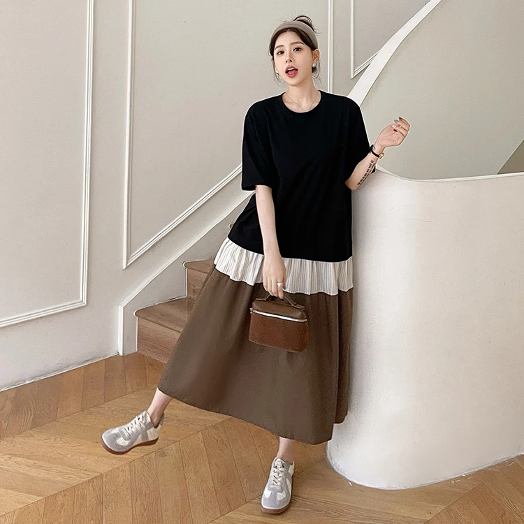 Summer 2026 Loose Large Size Patchwork Vertical Stripes Skirt Hem Fake Two-Piece Short Sleeve Dress Ethnic Women's Fashion
Summer 2026 Loose Large Size Patchwork Vertical Stripes Skirt Hem Fake Two-Piece Short Sleeve Dress Ethnic Women's Fashion