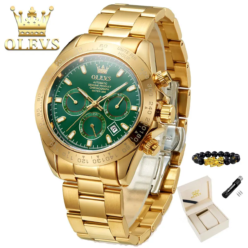 OLEVS Luxury Mechanical Men's Watch Gold Green Watch Stainless Steel Waterproof Business Automatic Men's Watch reloj de hombre
OLEVS Luxury Mechanical Men's Watch Gold Green Watch Stainless Steel Waterproof Business Automatic Men's Watch reloj de hombre