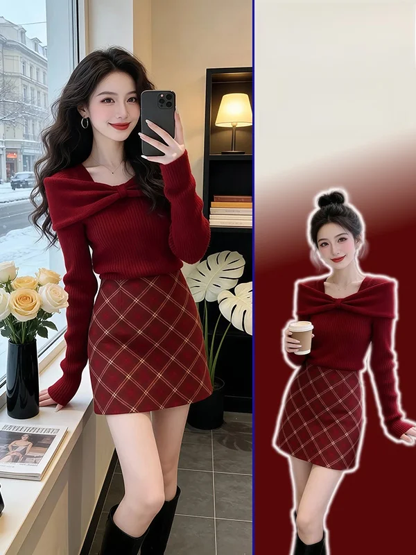 plus Size Women's Korean Sle Knitted Base irt ort Skirt Two-Piece Set Spring Faion Sensation Top f Skirt Ensemble
plus Size Women's Korean Sle Knitted Base irt ort Skirt Two-Piece Set Spring Faion Sensation Top f Skirt Ensemble