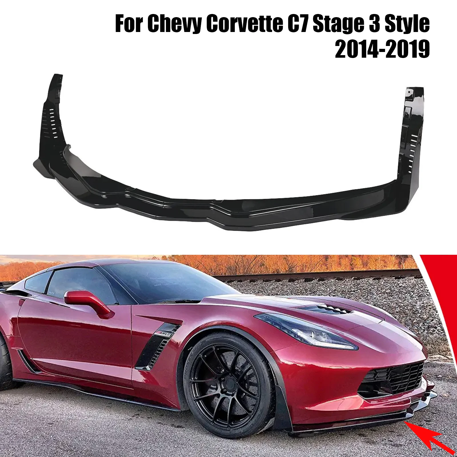 Car Front Bumper Lip&Side Winglets For 2014-2019 Chevy Corvette C7 Z06 Stingray Z51 Stage 3 Style Spoiler Splitter Carbon Look
Car Front Bumper Lip&Side Winglets For 2014-2019 Chevy Corvette C7 Z06 Stingray Z51 Stage 3 Style Spoiler Splitter Carbon Look