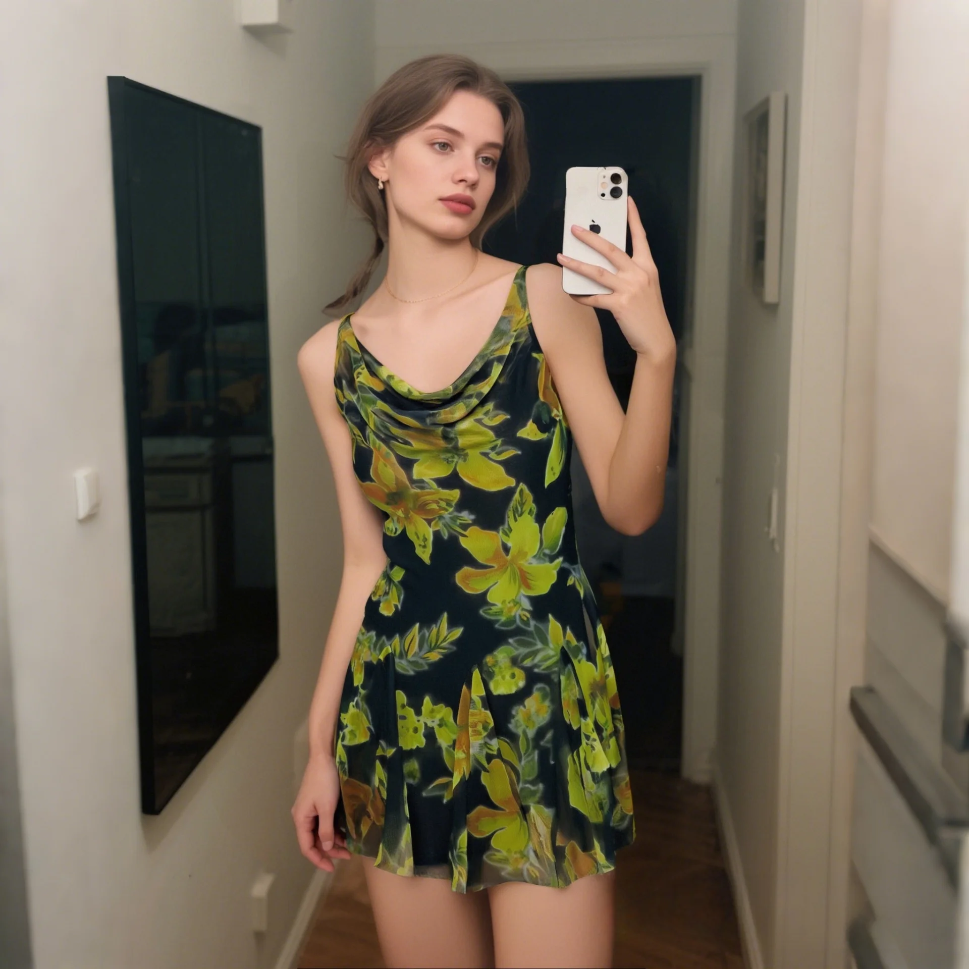 Ladies Spaghetti Strap Cowl Neck Floral Printed Pleated Hem Mini Dress for Summer 2025 New Arrival in Fashion Collection
Ladies Spaghetti Strap Cowl Neck Floral Printed Pleated Hem Mini Dress for Summer 2025 New Arrival in Fashion Collection