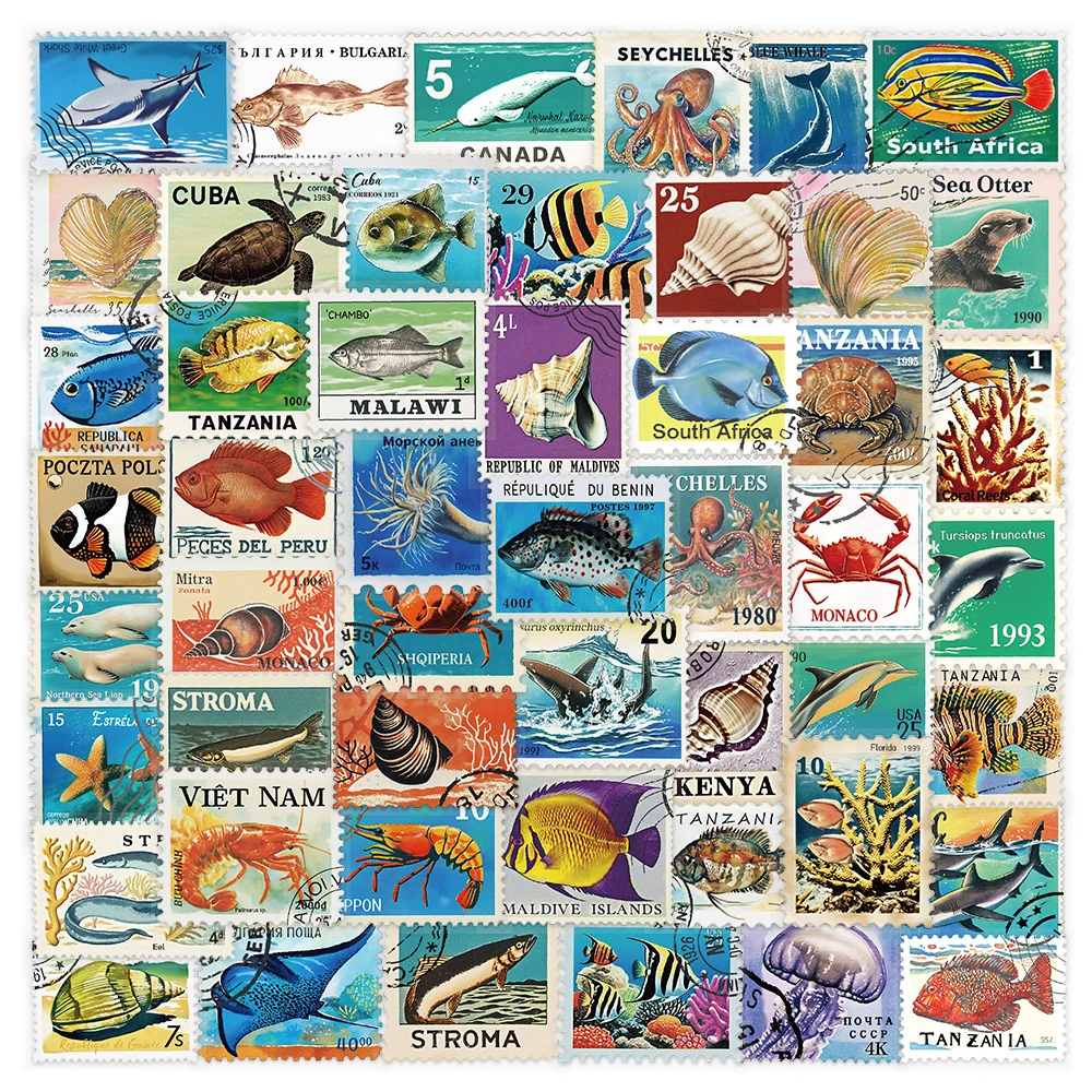 10/30/50pcs Retro Marine Life Animals Stamp Stickers Cartoon Vintage Art Decals Suitcase Phone Laptop Guitar Sticker Decoration
10/30/50pcs Retro Marine Life Animals Stamp Stickers Cartoon Vintage Art Decals Suitcase Phone Laptop Guitar Sticker Decoration