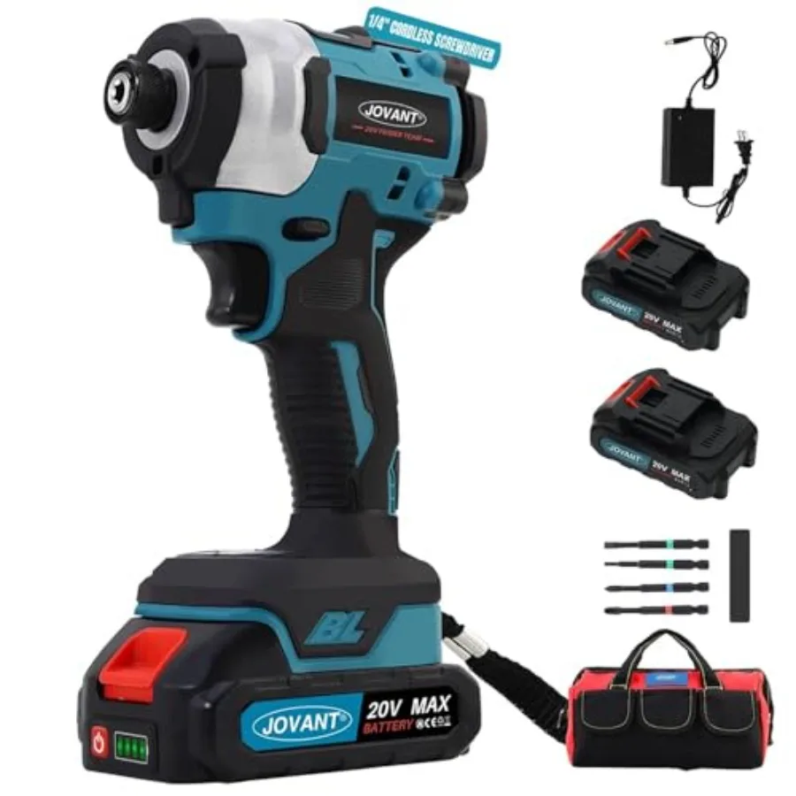 Cordless Impact Driver with 2x2.0Ah Battery and Charger 100Ft-lbs 135N.m Drill/Driver Set 3200RPM Brushless 1/4 inch Hex Impact
Cordless Impact Driver with 2x2.0Ah Battery and Charger 100Ft-lbs 135N.m Drill/Driver Set 3200RPM Brushless 1/4 inch Hex Impact