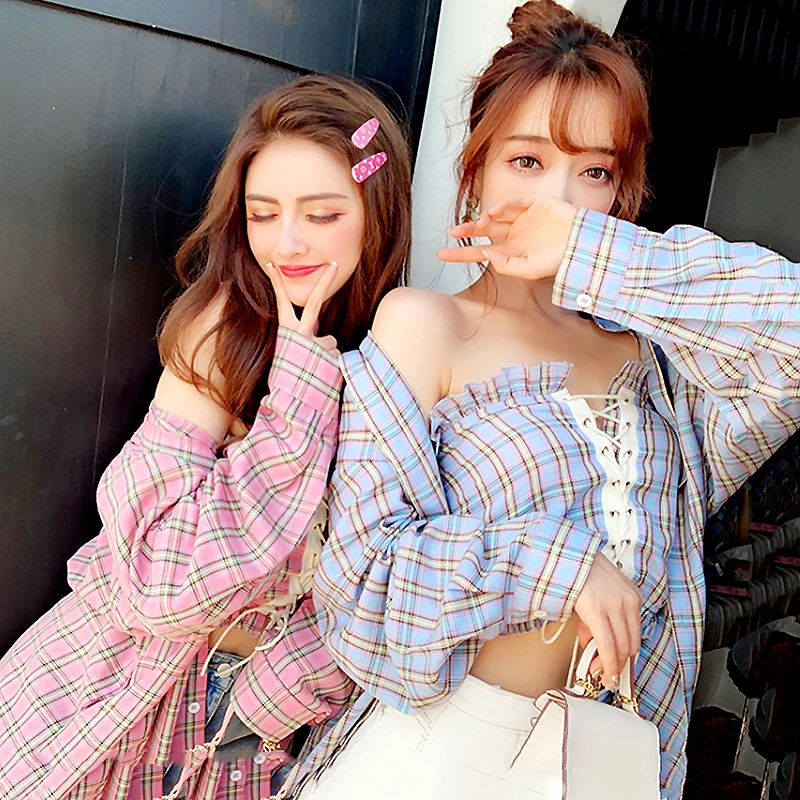 Runway Designer 2 Piece Set for Women, Plaid Shirt, Blouse and Bandage, Chest Wrap Suits, Spring Autumn, Designer Clothes, SL283
Runway Designer 2 Piece Set for Women, Plaid Shirt, Blouse and Bandage, Chest Wrap Suits, Spring Autumn, Designer Clothes, SL283