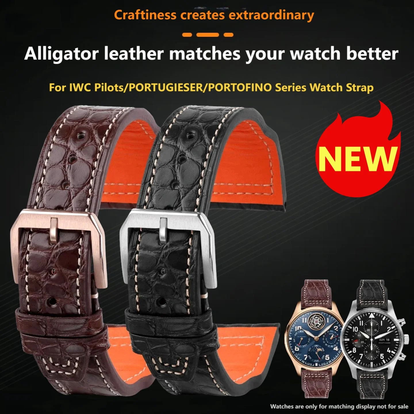 For IWC PILOT'S Watches Genuine Crocodile Leather Watchband IW377714 IW327004 IW377709 Watch Strap Folding Pin Buckle 20 21 22mm
For IWC PILOT'S Watches Genuine Crocodile Leather Watchband IW377714 IW327004 IW377709 Watch Strap Folding Pin Buckle 20 21 22mm