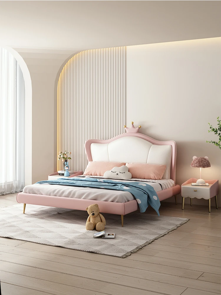 Crown pink castle princess wind bed girl French 1.5m bed leather girlhood single
Crown pink castle princess wind bed girl French 1.5m bed leather girlhood single