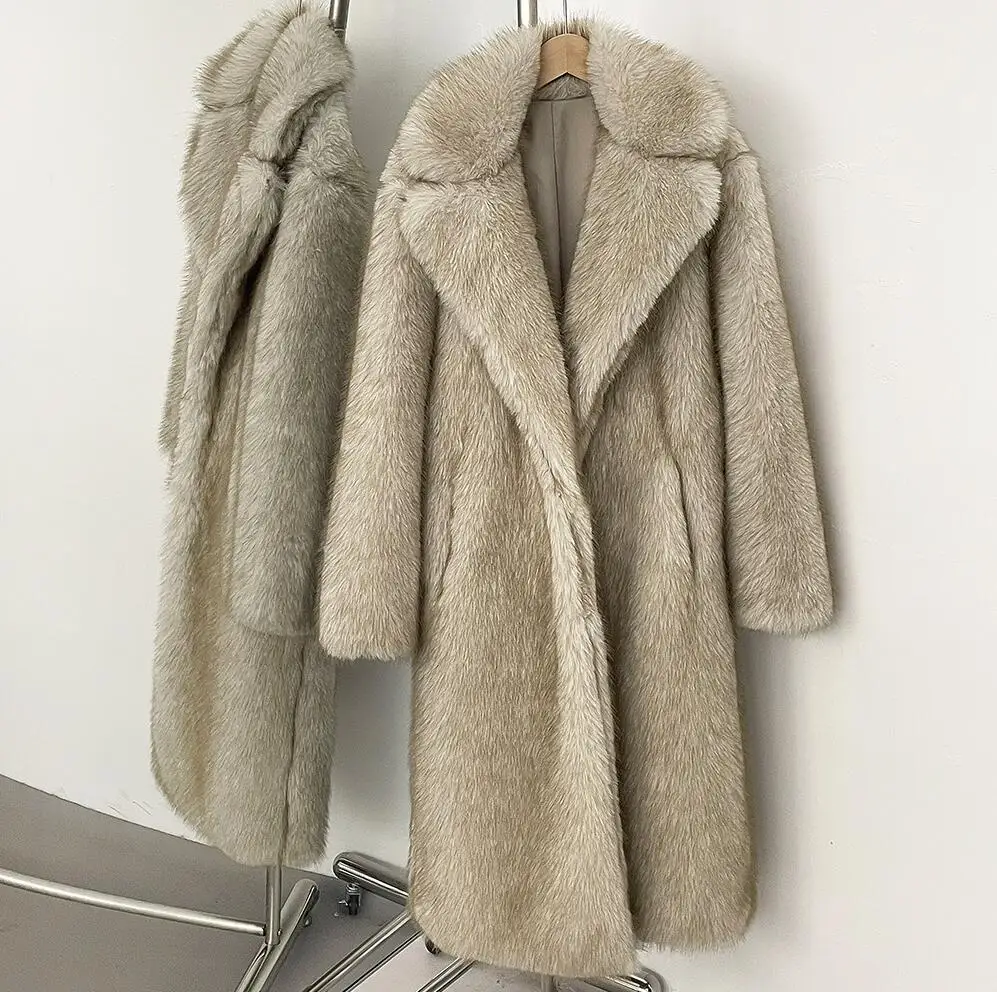 Winter Women Faux Fur Jacket Coat Solid Khaki Long Sleeve Thick Warm Overcoat Outwear Fluffy Coat For Women
Winter Women Faux Fur Jacket Coat Solid Khaki Long Sleeve Thick Warm Overcoat Outwear Fluffy Coat For Women