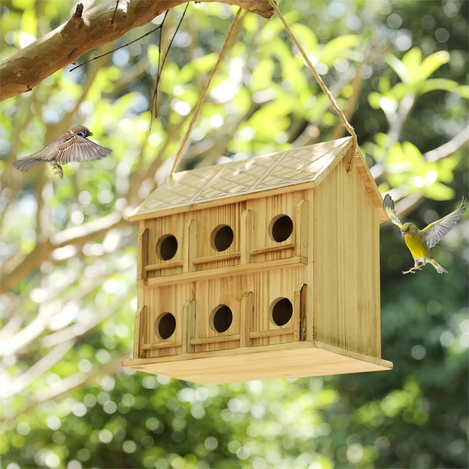 12 Hole Bird House for Outside, Large Wooden Outdoor Birdhouse for Bluebirds Hummingbirds, Cedar Hanging Garden Decor
12 Hole Bird House for Outside, Large Wooden Outdoor Birdhouse for Bluebirds Hummingbirds, Cedar Hanging Garden Decor