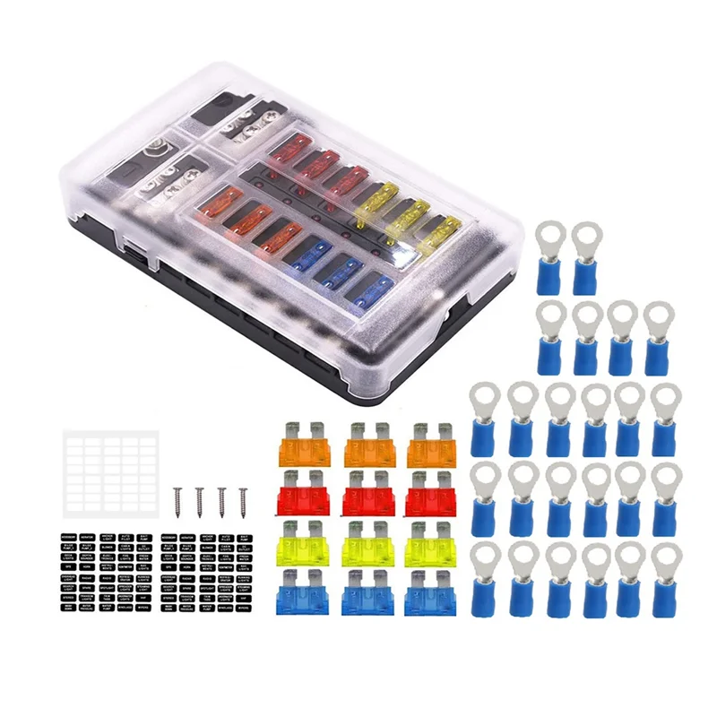 Y42A-12V Fuse Block 12 Circuit Fuse Box Kit,With LED Indicator With Negative Marine Fuse Box For Dc12-24V Car Boat RV Truck
Y42A-12V Fuse Block 12 Circuit Fuse Box Kit,With LED Indicator With Negative Marine Fuse Box For Dc12-24V Car Boat RV Truck