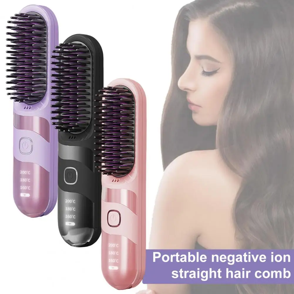 Cordless Hair Straightener Brush 3 Temperature Modes Adjustable Hair Styling Detangling Comb Fast Heating Electric Hot Brush
Cordless Hair Straightener Brush 3 Temperature Modes Adjustable Hair Styling Detangling Comb Fast Heating Electric Hot Brush