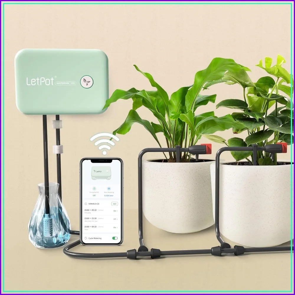 Automatic Watering System for Potted Plants, Wi-Fi & App Control Drip Irrigation Kit, Smart Plant Watering Devices Indoor Outdoor, Water Shortage Remind, IPX66
Automatic Watering System for Potted Plants, Wi-Fi & App Control Drip Irrigation Kit, Smart Plant Watering Devices Indoor Outdoor, Water Shortage Remind, IPX66