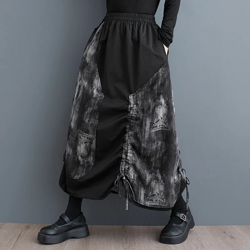 Black Streetwear Skirts Women False Two Piece A-line Skirts Female High Waisted Vintage Irregular Ankle-length Spring 2025
Black Streetwear Skirts Women False Two Piece A-line Skirts Female High Waisted Vintage Irregular Ankle-length Spring 2025