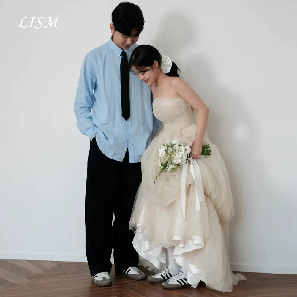 LISM Customized Champagne Korean Wedding Snap Dresses Strapless A Line Soft Tulle Bridal Photo Shoot Gown 2026 New Women Dress
LISM Customized Champagne Korean Wedding Snap Dresses Strapless A Line Soft Tulle Bridal Photo Shoot Gown 2026 New Women Dress
