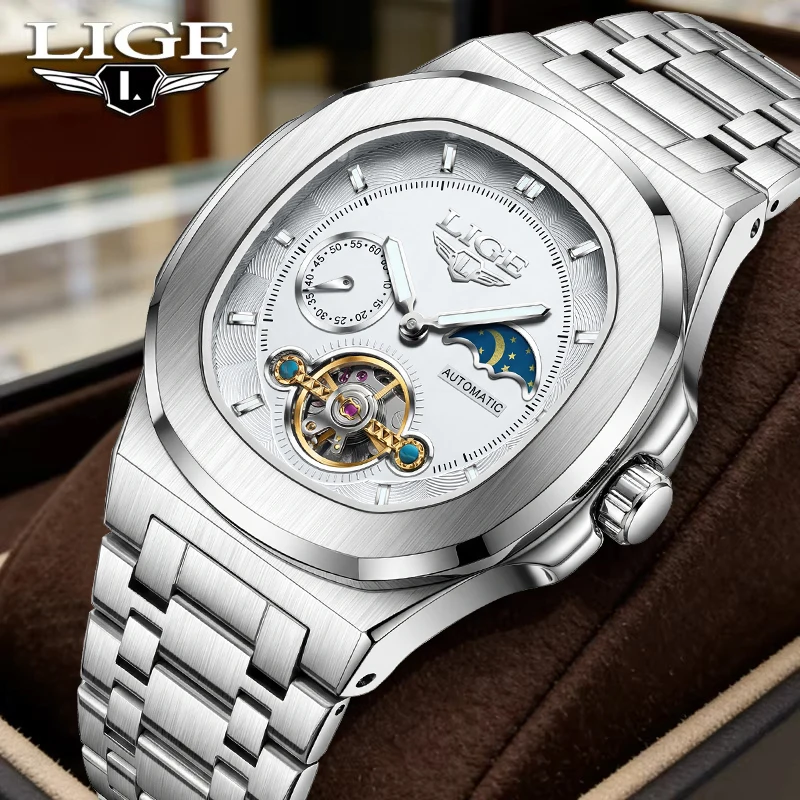 Мужские часы LIGE Simple Dial Luxury Casual: классические, деловые, с браслетом из нержавеющей стали, водонепроницаемые, автоматические, с турбийоном, механические.
Мужские часы LIGE Simple Dial Luxury Casual: классические, деловые, с браслетом из нержавеющей стали, водонепроницаемые, автоматические, с турбийоном, механические.