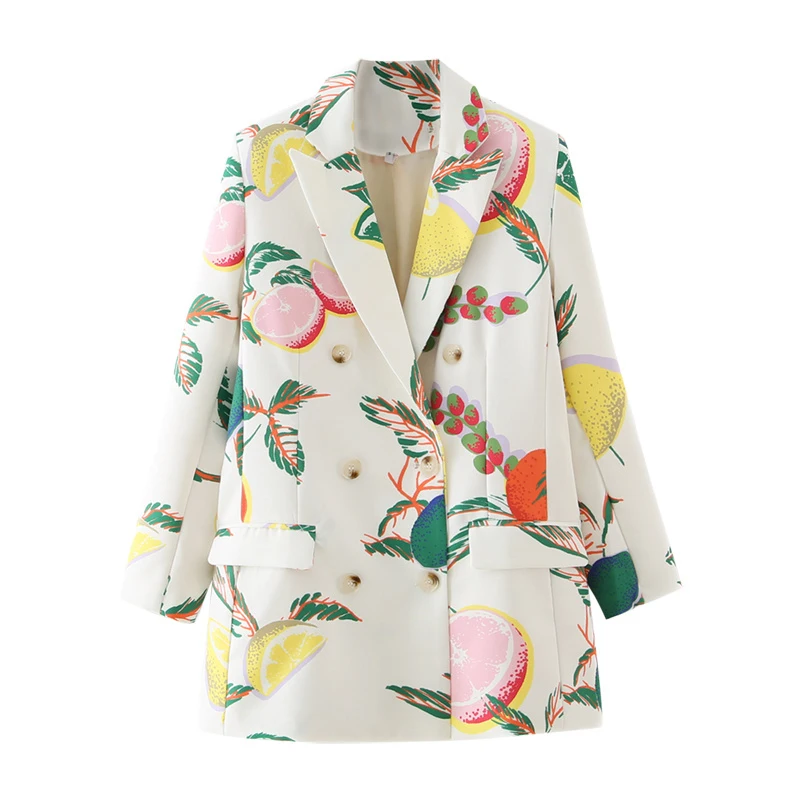 European and American women's French sweet and fresh fruit printed suit jacket double breasted casual suit
European and American women's French sweet and fresh fruit printed suit jacket double breasted casual suit
