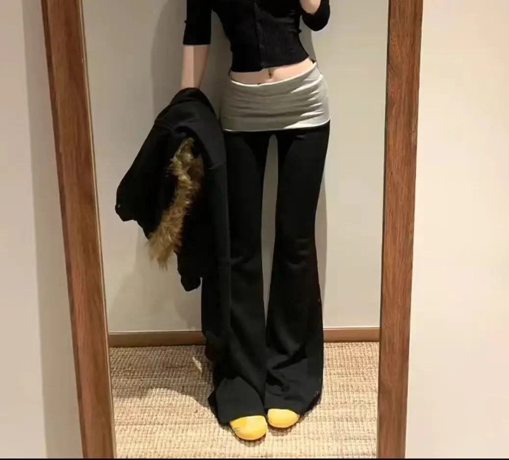 Patchwork Gray Slim Low Waist Casual Sweatpants For Women Black Solid Simple Basic Flared Pants Sports Jogging Trousers
Patchwork Gray Slim Low Waist Casual Sweatpants For Women Black Solid Simple Basic Flared Pants Sports Jogging Trousers