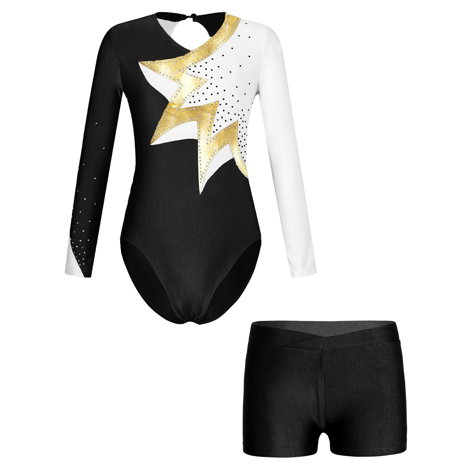 Kids Girls Gymnastics Figure Skating Costume Ballet Dance Leotard Long Sleeve Color Block Shiny Rhinestone Leotard+Shorts Outfit
Kids Girls Gymnastics Figure Skating Costume Ballet Dance Leotard Long Sleeve Color Block Shiny Rhinestone Leotard+Shorts Outfit