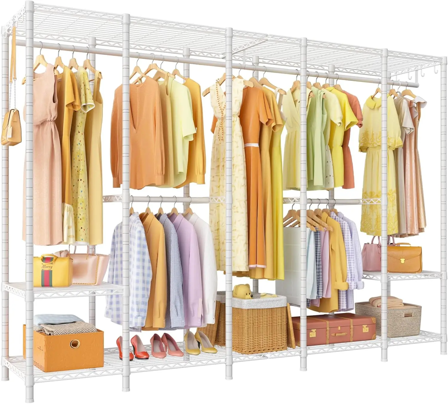 Extra Large Heavy Duty Garment Rack, Freestanding Portable Closet, 89.8"W x 15.8"D x 76.4"H, Holds 1400 lbs, White
Extra Large Heavy Duty Garment Rack, Freestanding Portable Closet, 89.8"W x 15.8"D x 76.4"H, Holds 1400 lbs, White