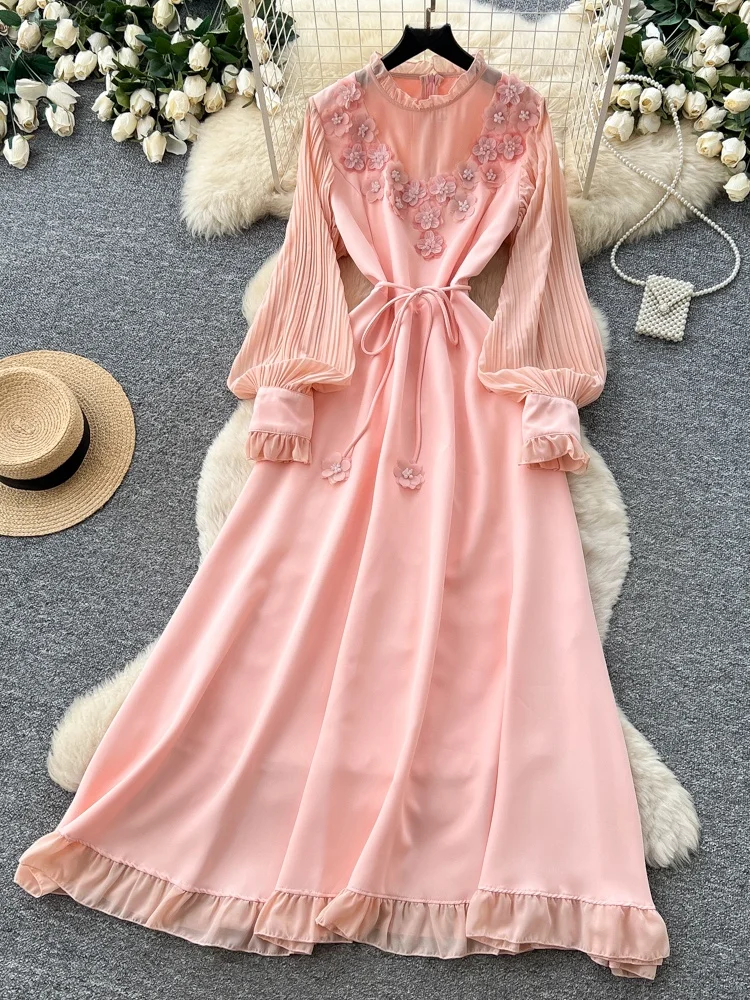 Elegant Embroidered Lantern Sleeve Dress Women's Summer A-Line Long Dress Waist-Cinching Commute Korean Style Polyester Fiber
Elegant Embroidered Lantern Sleeve Dress Women's Summer A-Line Long Dress Waist-Cinching Commute Korean Style Polyester Fiber