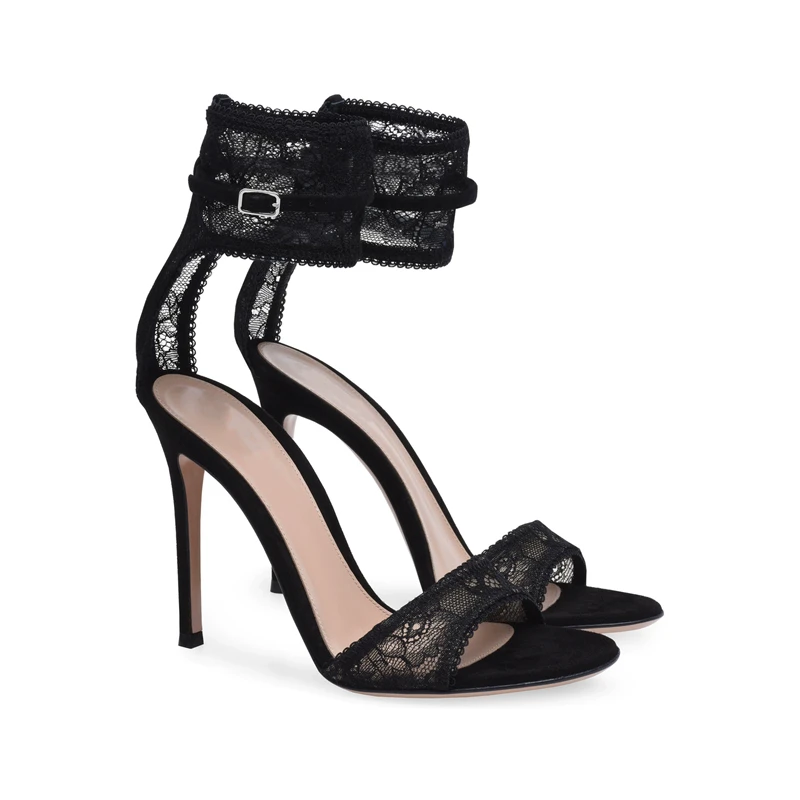 Summer new round toe black lace mesh anklet lace-up sexy sandals banquet dress large size stiletto high-heeled women's sandals
Summer new round toe black lace mesh anklet lace-up sexy sandals banquet dress large size stiletto high-heeled women's sandals