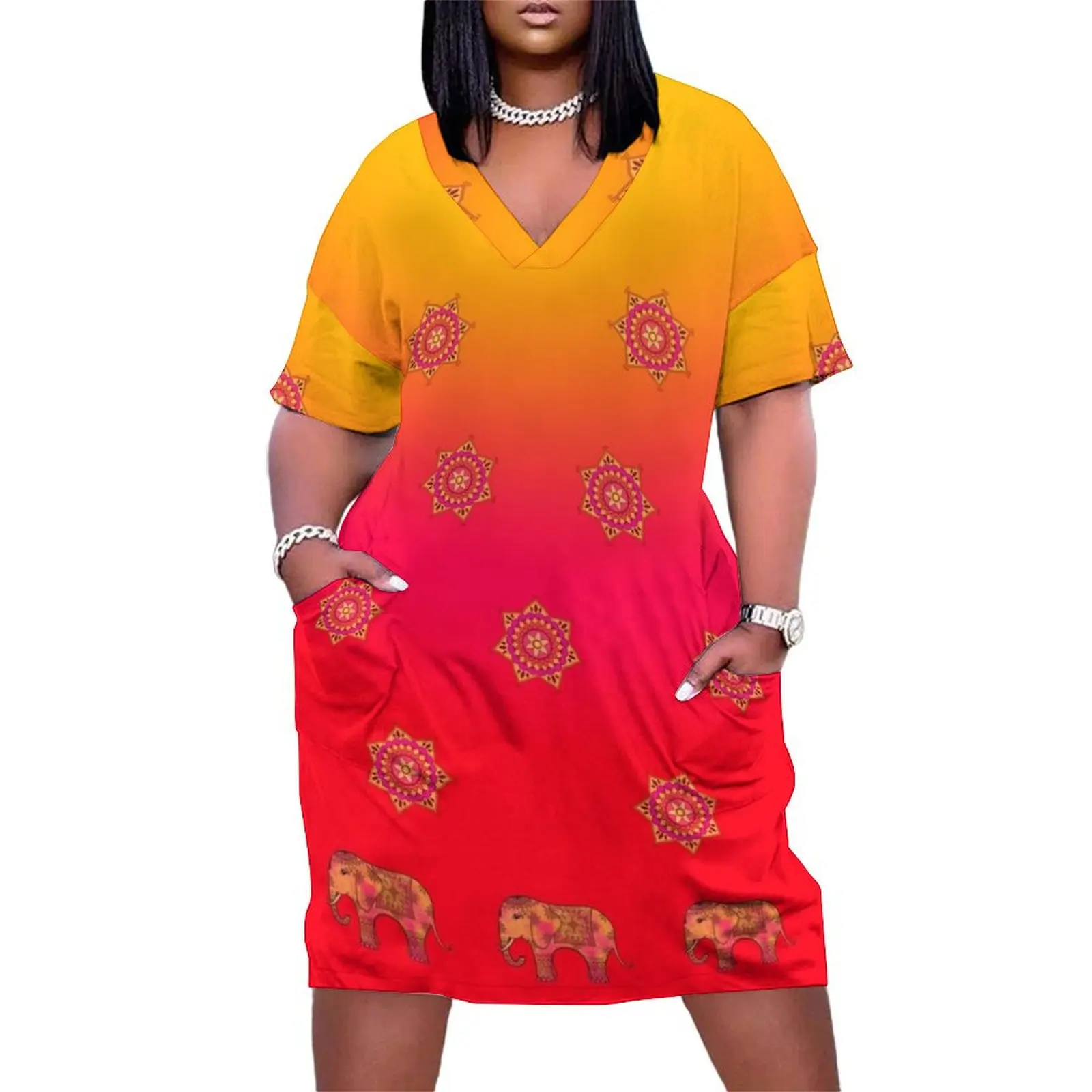 Eastern Mandala and Elephants Loose Pocket Dress long dress women Women's summer suit summer dresses ladies 2025
Eastern Mandala and Elephants Loose Pocket Dress long dress women Women's summer suit summer dresses ladies 2025