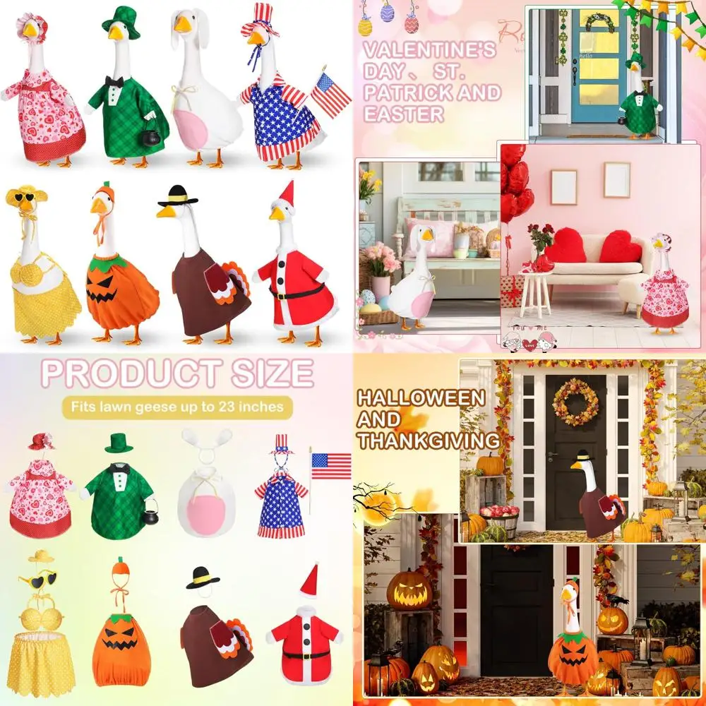 Autumn Fall Halloween Christmas Valentine's Day St. Patrick's Easter Summer 4th of July Porch Goose Outfits Lawn Decorations
Autumn Fall Halloween Christmas Valentine's Day St. Patrick's Easter Summer 4th of July Porch Goose Outfits Lawn Decorations