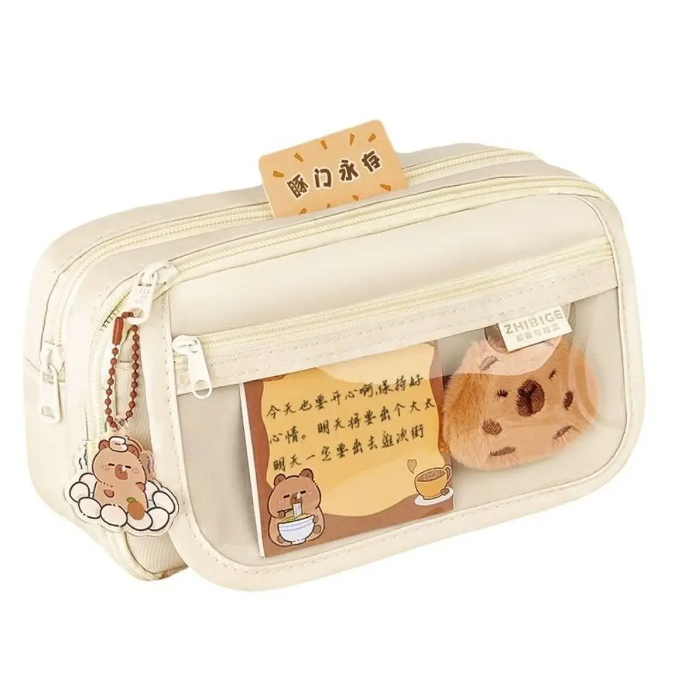 Capybara Transparent Pencil Case Large Capacity 9 Grid Transparent Pen Bag with Front Pocket Portable Stationery Box
Capybara Transparent Pencil Case Large Capacity 9 Grid Transparent Pen Bag with Front Pocket Portable Stationery Box