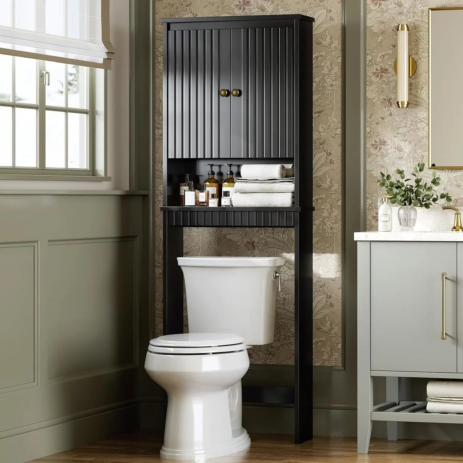 Over The Toilet Storage Cabinet, Above Toilet Storage with Fluted Panel Doors and Soft Hinges, Behind Toilet Bathroom Or
Over The Toilet Storage Cabinet, Above Toilet Storage with Fluted Panel Doors and Soft Hinges, Behind Toilet Bathroom Or