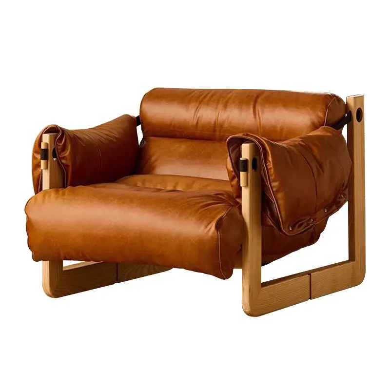 Medieval leather solid wood leisure chair balcony single sofa recliner designer
Medieval leather solid wood leisure chair balcony single sofa recliner designer