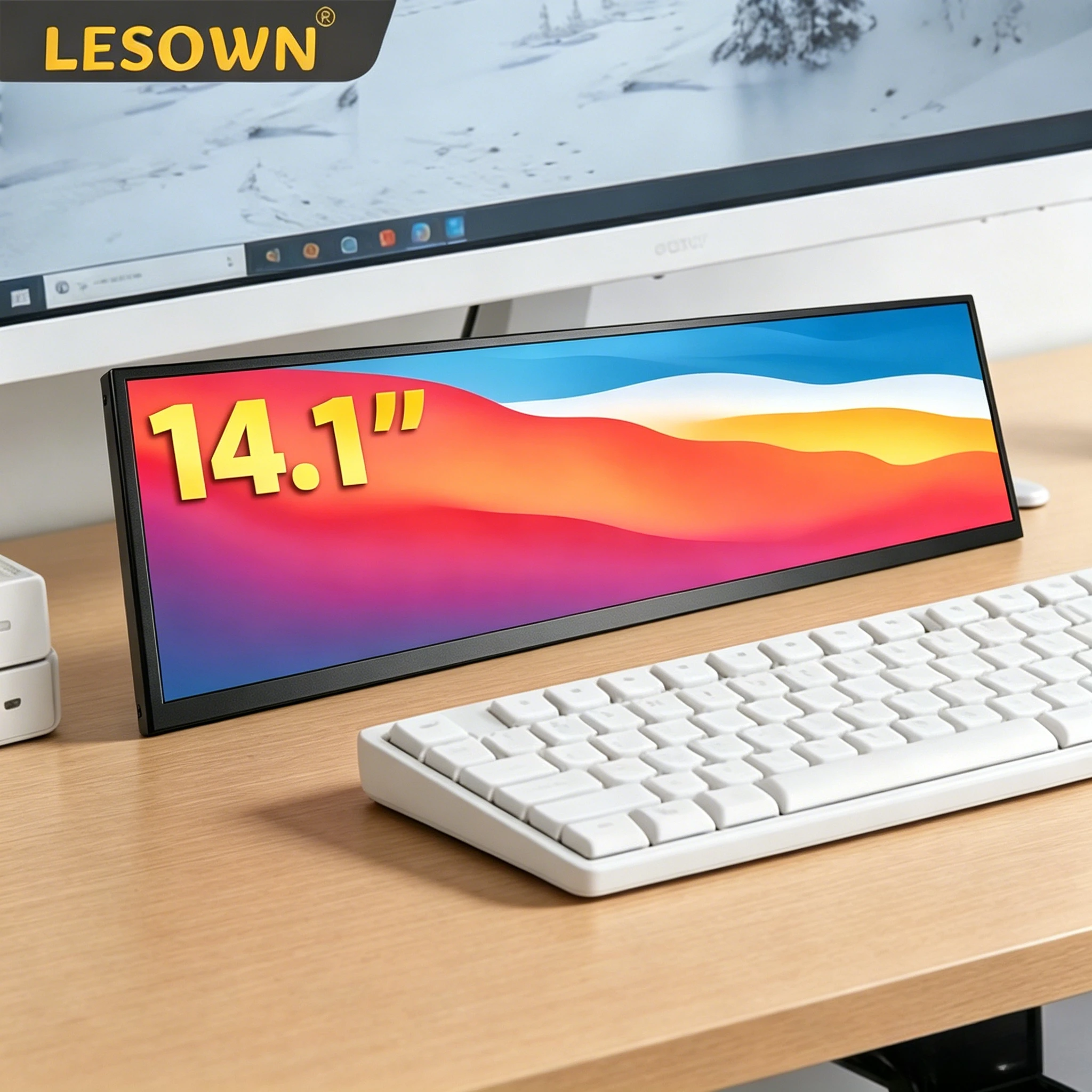 LESOWN 14.1" 3840x1100 screen Portable Monitor 16:4 Driver-free Matte Black Display with Speakers for Laptop
LESOWN 14.1" 3840x1100 screen Portable Monitor 16:4 Driver-free Matte Black Display with Speakers for Laptop