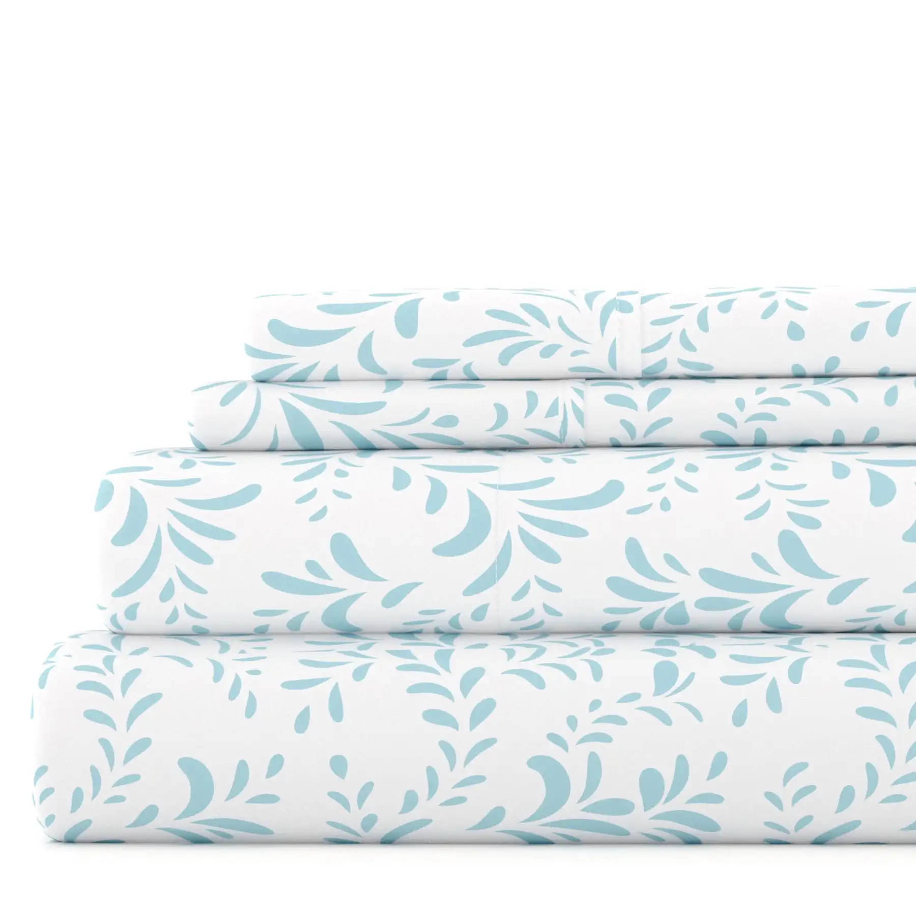 4 Piece Pattern Microfiber Bed Sheets Set, Light Blue Ultra Burst of Vines, California King
4 Piece Pattern Microfiber Bed Sheets Set, Light Blue Ultra Burst of Vines, California King