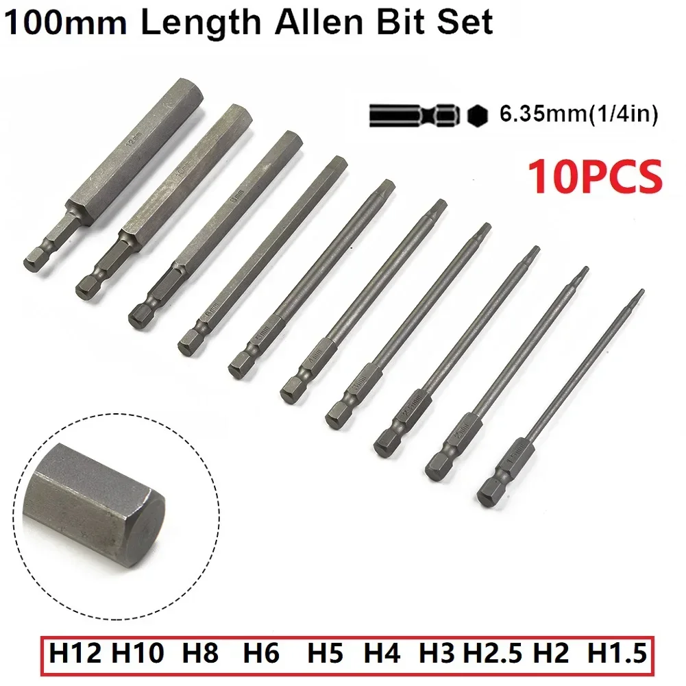 10Pcs Hex Head Wrench Drill Bit 100mmS2 Steel Screwdriver Bits Metric 1 4 Hex Shank Nozzle Screwdriver Bits Tool
10Pcs Hex Head Wrench Drill Bit 100mmS2 Steel Screwdriver Bits Metric 1 4 Hex Shank Nozzle Screwdriver Bits Tool