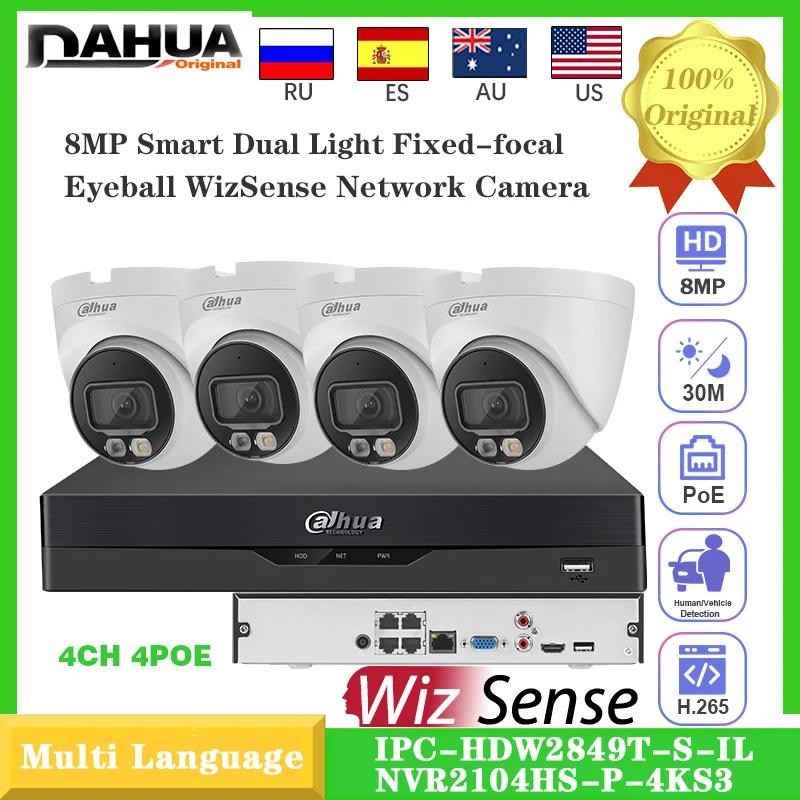 Original Dahua 8MP IPC-HDW2849T-S-IL IP Camera Full-color Built-in Mic 4CH 4POE DH2104HS-P-4KS3 WizSense Network Dome Dual Light
Original Dahua 8MP IPC-HDW2849T-S-IL IP Camera Full-color Built-in Mic 4CH 4POE DH2104HS-P-4KS3 WizSense Network Dome Dual Light