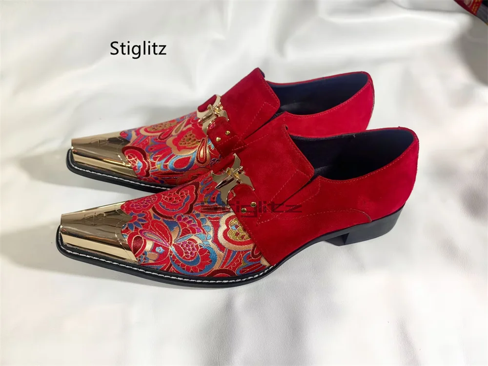 Red Suede Prints Men's Leather Shoes Metal Pointed Toe Genuine Leather Summer New Business Dress Shoes Party Wedding Shoes
Red Suede Prints Men's Leather Shoes Metal Pointed Toe Genuine Leather Summer New Business Dress Shoes Party Wedding Shoes