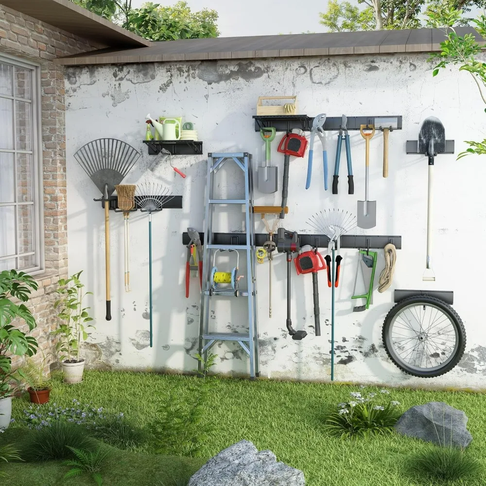 Heavy Duty Garage Garden Tool Organizer - 95" Wall Mounted Storage Rack with 2 Shelves, 12 Removable Hooks, Holds Up to 1400 lbs
Heavy Duty Garage Garden Tool Organizer - 95" Wall Mounted Storage Rack with 2 Shelves, 12 Removable Hooks, Holds Up to 1400 lbs