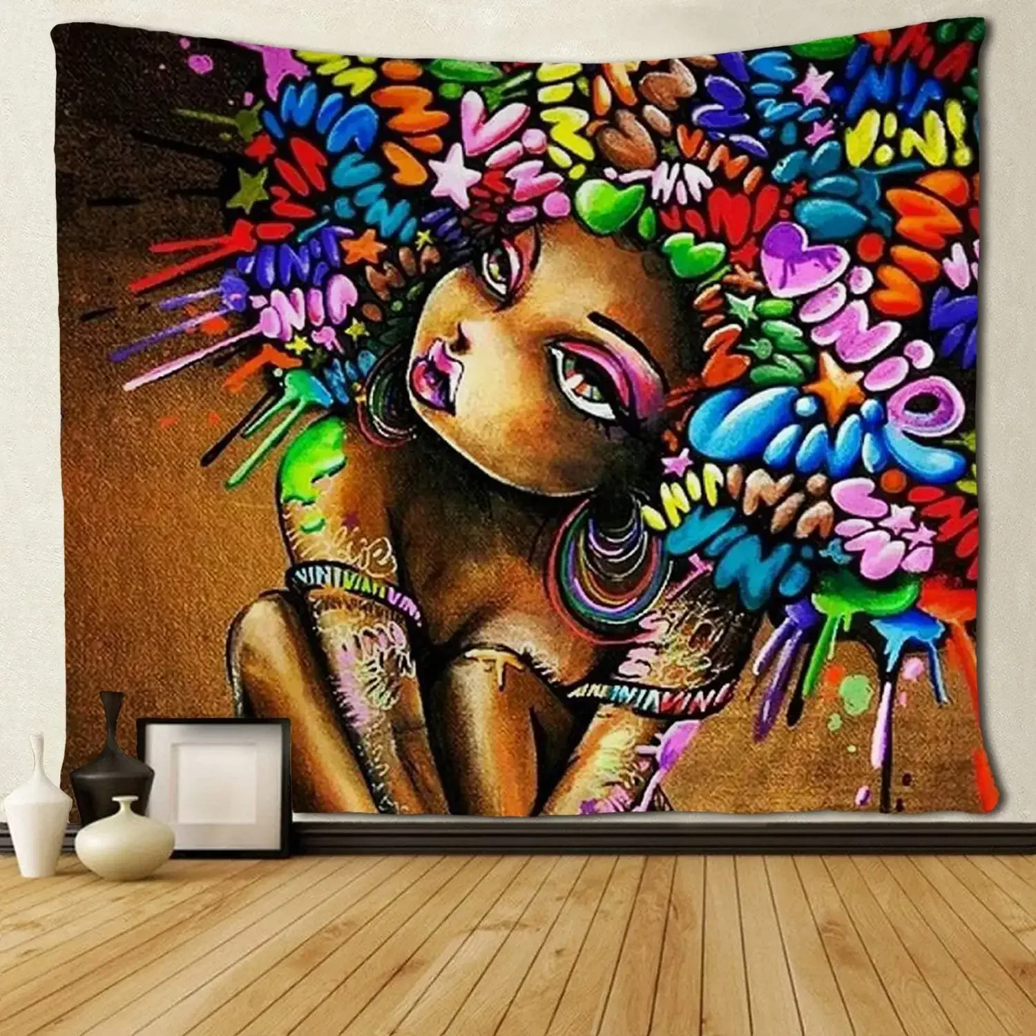 Afro Girl Black Girls African American Girl Colorful Letter Hair Tapestry Wall Hanging
Afro Girl Black Girls African American Girl Colorful Letter Hair Tapestry Wall Hanging