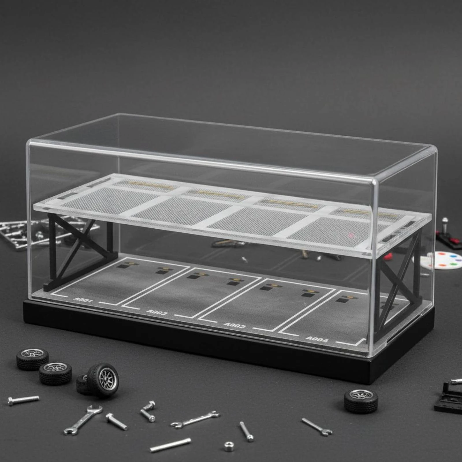 Two-Level Parking Garage Dark Base Scale Parking Garage Model
Two-Level Parking Garage Dark Base Scale Parking Garage Model