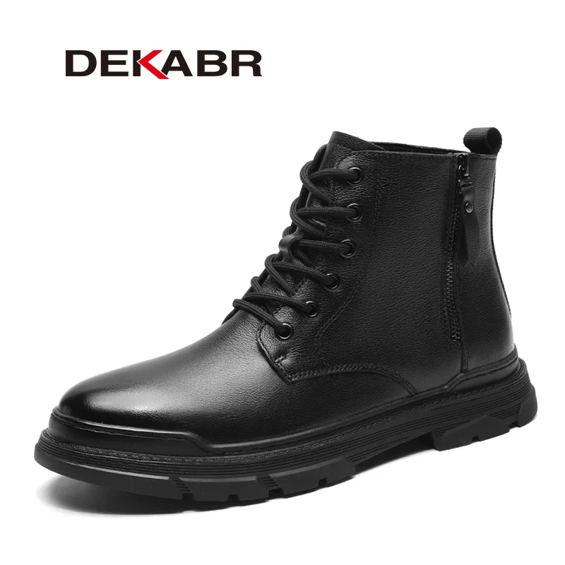 DEKABR Casual Comfortable Mens Ankle Boots Fashion Autumn Leather Boots Black Warm Cotton Shoes Winter Boots Size 36-46
DEKABR Casual Comfortable Mens Ankle Boots Fashion Autumn Leather Boots Black Warm Cotton Shoes Winter Boots Size 36-46