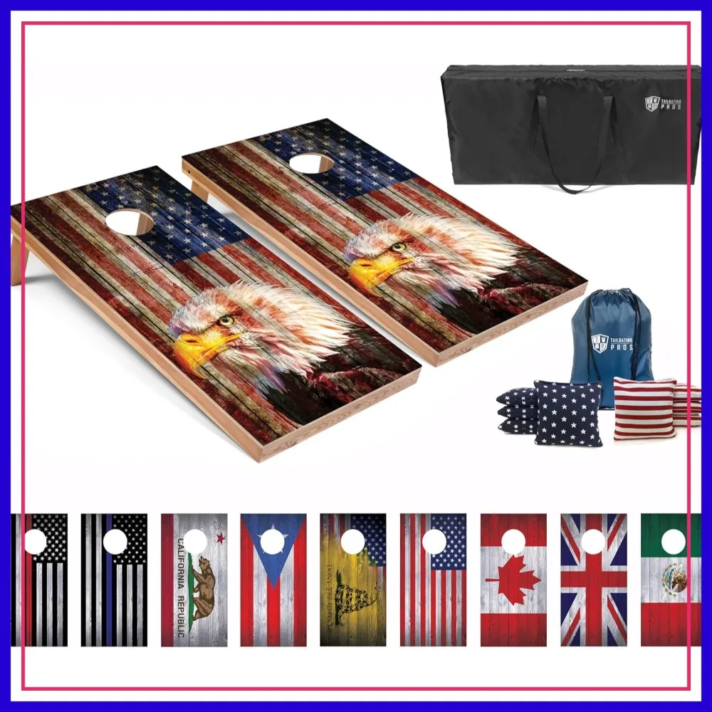 Regulation Cornhole Boards Flag Set - 8 Bean Bags, Carrying Cases, 4x2 Game
Regulation Cornhole Boards Flag Set - 8 Bean Bags, Carrying Cases, 4x2 Game
