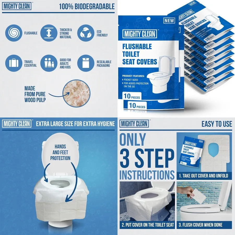 Чехлы на сиденья для унитаза, 100 шт., модернизированные биоразлагаемые бумажные чехлы размера XL для взрослых, малышей, предметы первой необходимости для путешествий в пабе
Чехлы на сиденья для унитаза, 100 шт., модернизированные биоразлагаемые бумажные чехлы размера XL для взрослых, малышей, предметы первой необходимости для путешествий в пабе