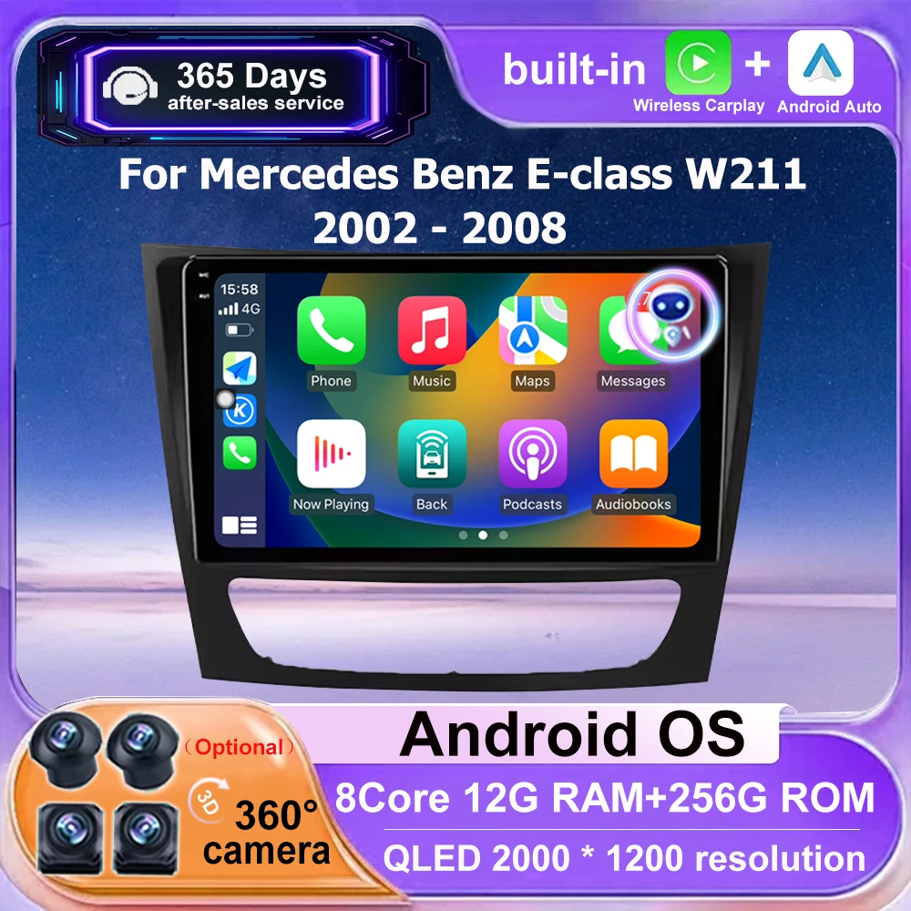 Android 16 Auto For Mercedes Benz E-class W211 2002 - 2008 Car Radio Multimedia Player GPS Navigation Carplay 4G WIFI Head Unit
Android 16 Auto For Mercedes Benz E-class W211 2002 - 2008 Car Radio Multimedia Player GPS Navigation Carplay 4G WIFI Head Unit