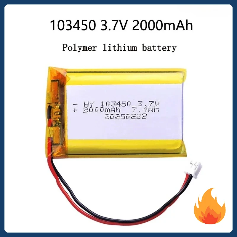 103450 3.7V 2000mAh Polymer Lithium Rechargeable Battery jst PH 2.0mm 2pin plug for Camera GPS navigator MP5 Bluetooth Headset
103450 3.7V 2000mAh Polymer Lithium Rechargeable Battery jst PH 2.0mm 2pin plug for Camera GPS navigator MP5 Bluetooth Headset