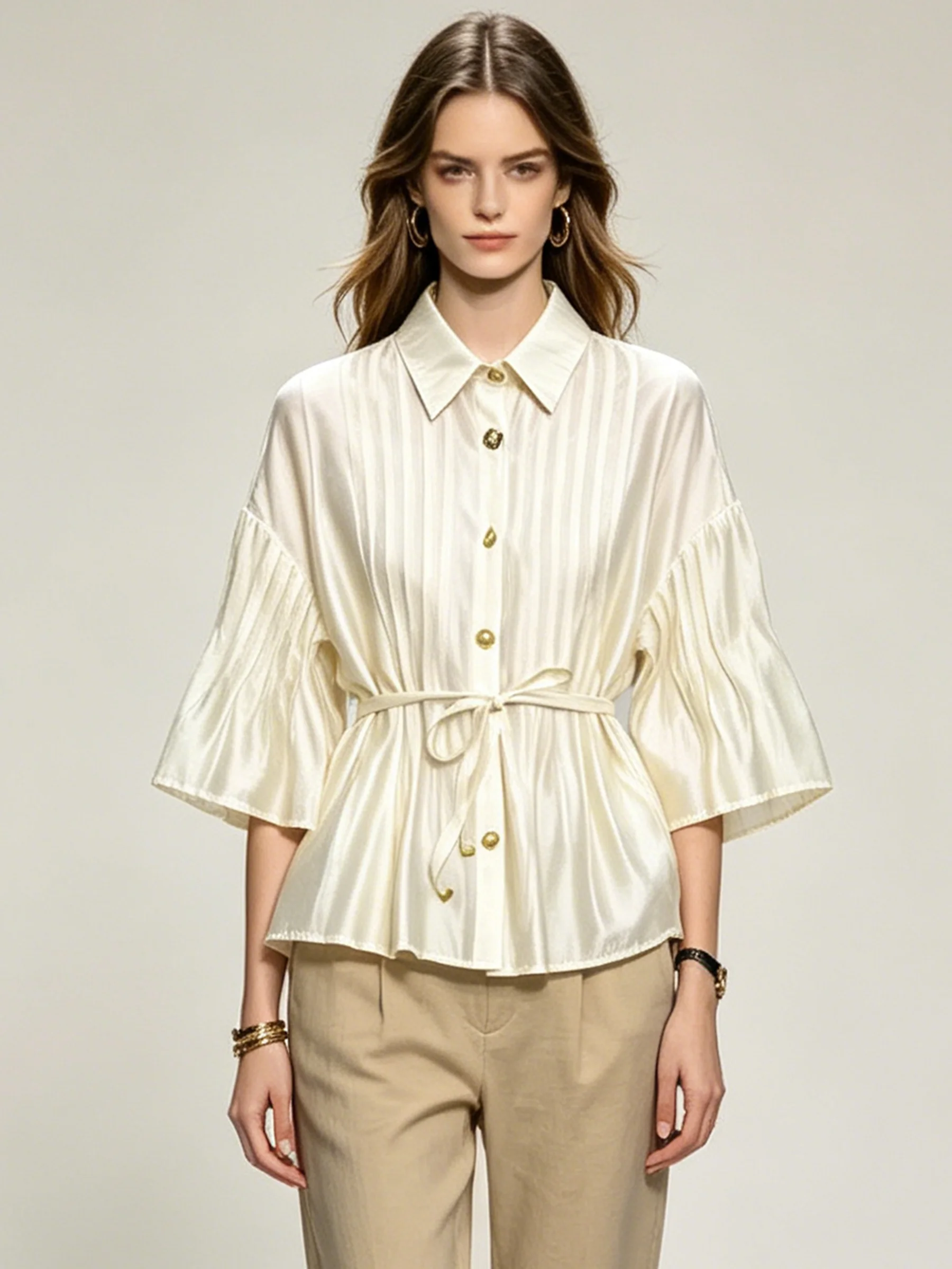 LIMO Women's Satin Pleated Elegant Midi Sleeve Blouse, Casual Shirt for Streetwear & Daily Outings
LIMO Women's Satin Pleated Elegant Midi Sleeve Blouse, Casual Shirt for Streetwear & Daily Outings