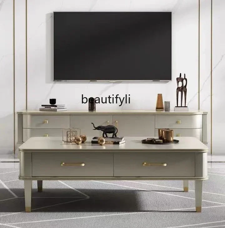 TTT Light luxury TV cabinet coffee table combination living room floor cabinet modern simple American solid wood video cabinet
TTT Light luxury TV cabinet coffee table combination living room floor cabinet modern simple American solid wood video cabinet