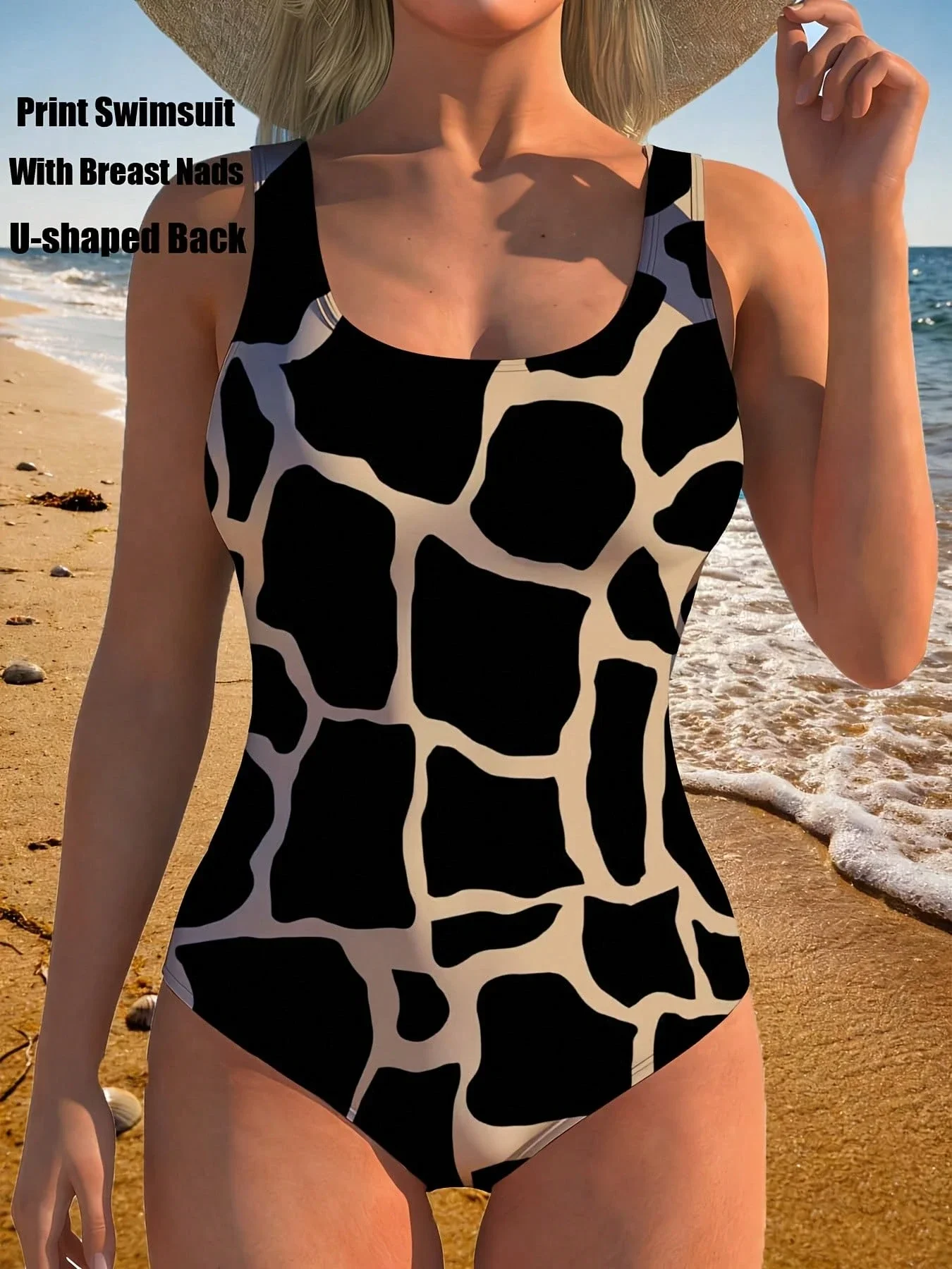 One Piece Print Swimsuit With U-Back Design Animal Giraffe Pattern For Beach Summer Wear
One Piece Print Swimsuit With U-Back Design Animal Giraffe Pattern For Beach Summer Wear