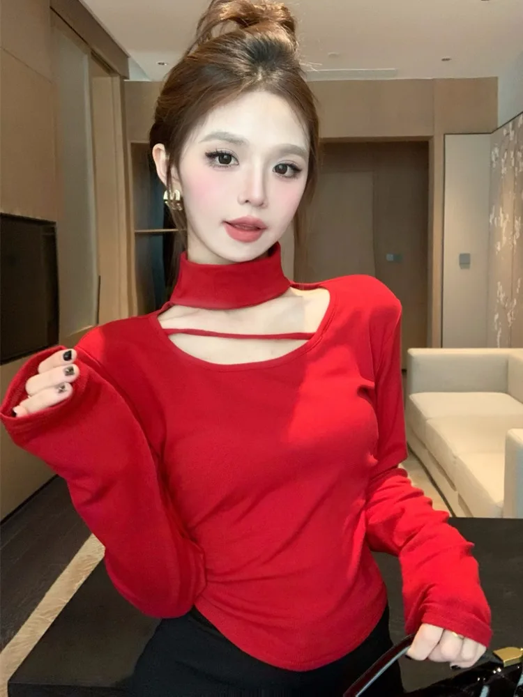 Sexy Hollow out Neck Design Short Sleeve Women's T-Shirt Korean Style Commute Fashion Long Sleeve Half High Collar Base Shirt
Sexy Hollow out Neck Design Short Sleeve Women's T-Shirt Korean Style Commute Fashion Long Sleeve Half High Collar Base Shirt