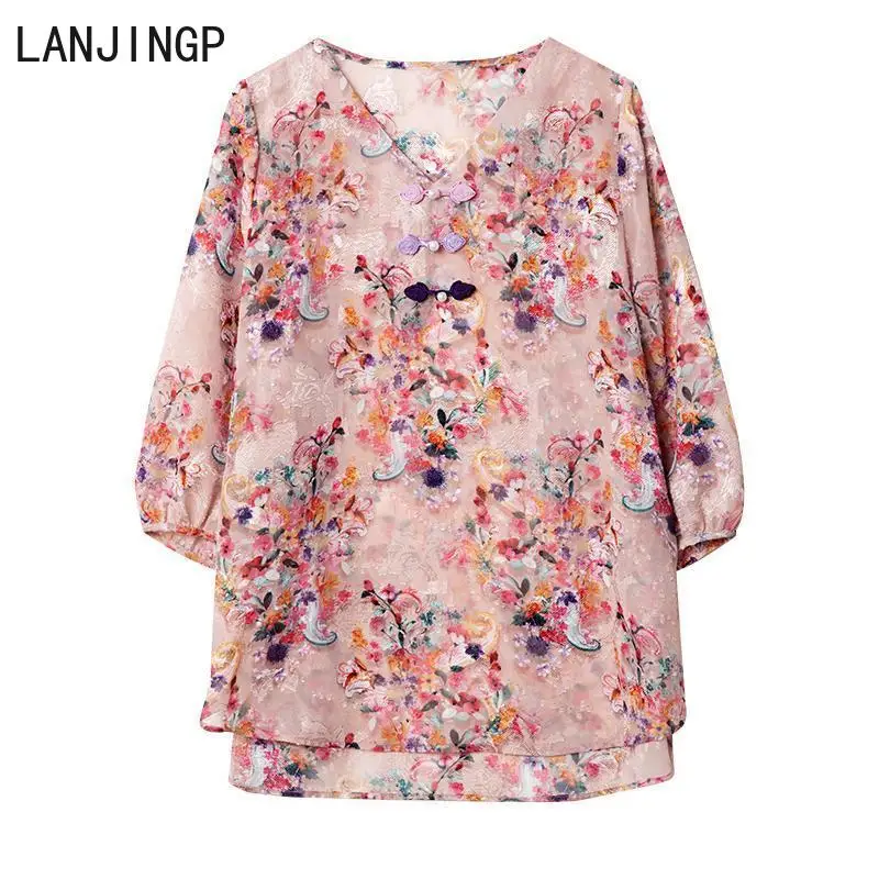 Seven-quarter-sleeved printed loose chiffon shirt for women summer 2025, new fashionable , simple outer wear and thin top
Seven-quarter-sleeved printed loose chiffon shirt for women summer 2025, new fashionable , simple outer wear and thin top