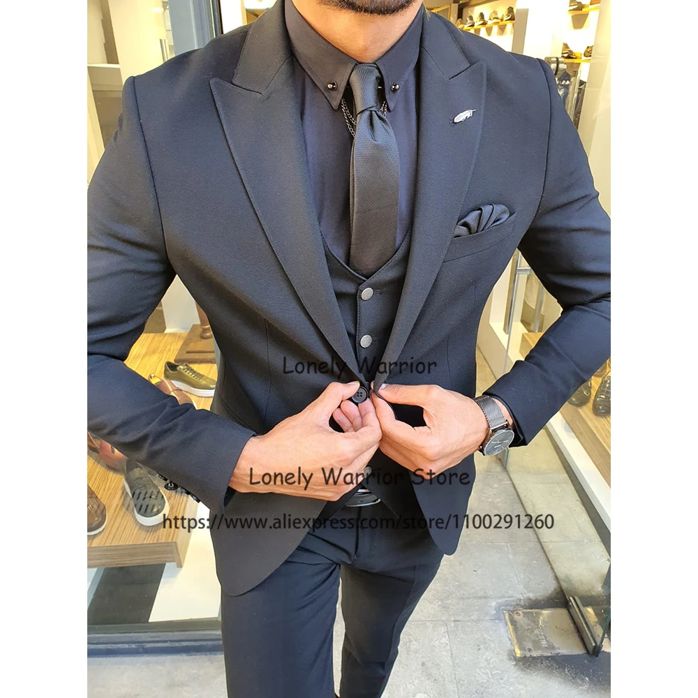 Handsome Black Mens Suits Formal Business Blazer Slim Fit Wedding Groom Tuxedos 3 Piece Set Terno Masculino Jacket Vest Pants
Handsome Black Mens Suits Formal Business Blazer Slim Fit Wedding Groom Tuxedos 3 Piece Set Terno Masculino Jacket Vest Pants