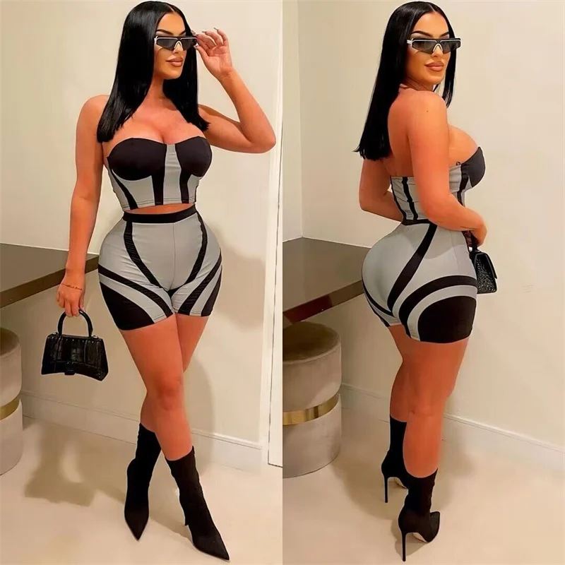 Sexy Striped Two Piece Set for Women Short Sets Clubwear Party Strapless Crop Top and Shorts Matching Sets Fitness Tracksuit
Sexy Striped Two Piece Set for Women Short Sets Clubwear Party Strapless Crop Top and Shorts Matching Sets Fitness Tracksuit